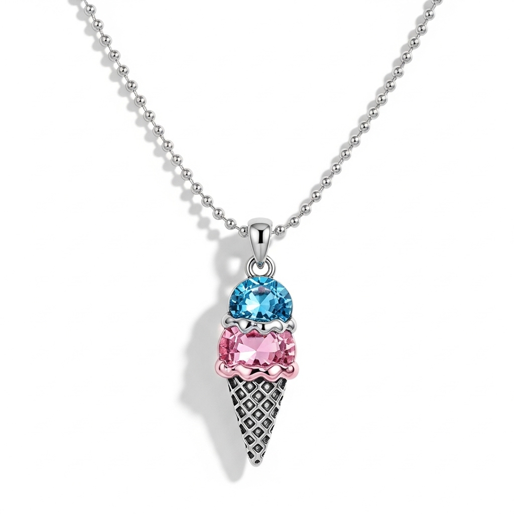 For Love- Custom Sweet Ice Cream Birthstones Necklace