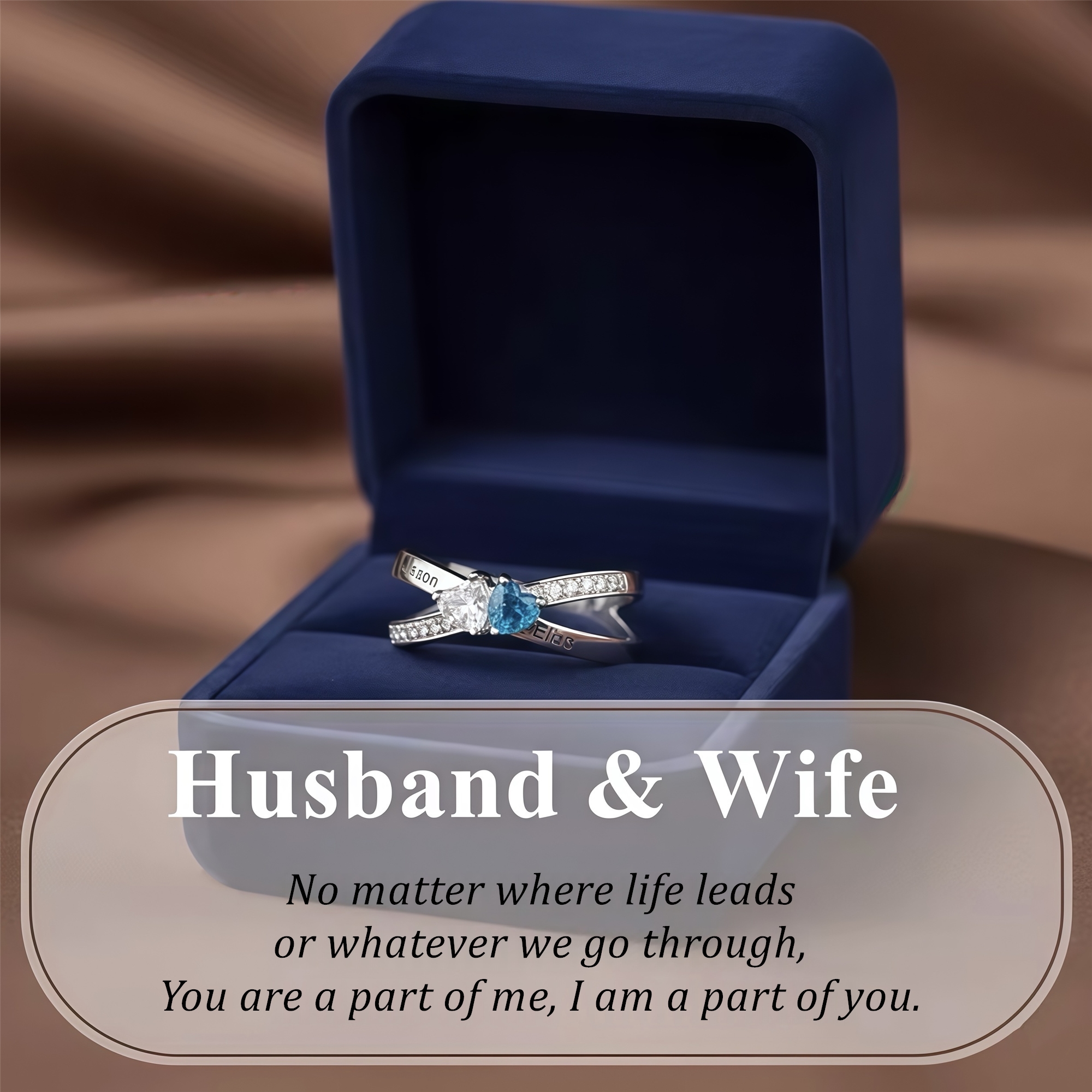 For Love - Custom Promise Two Heart Birthstone Ring