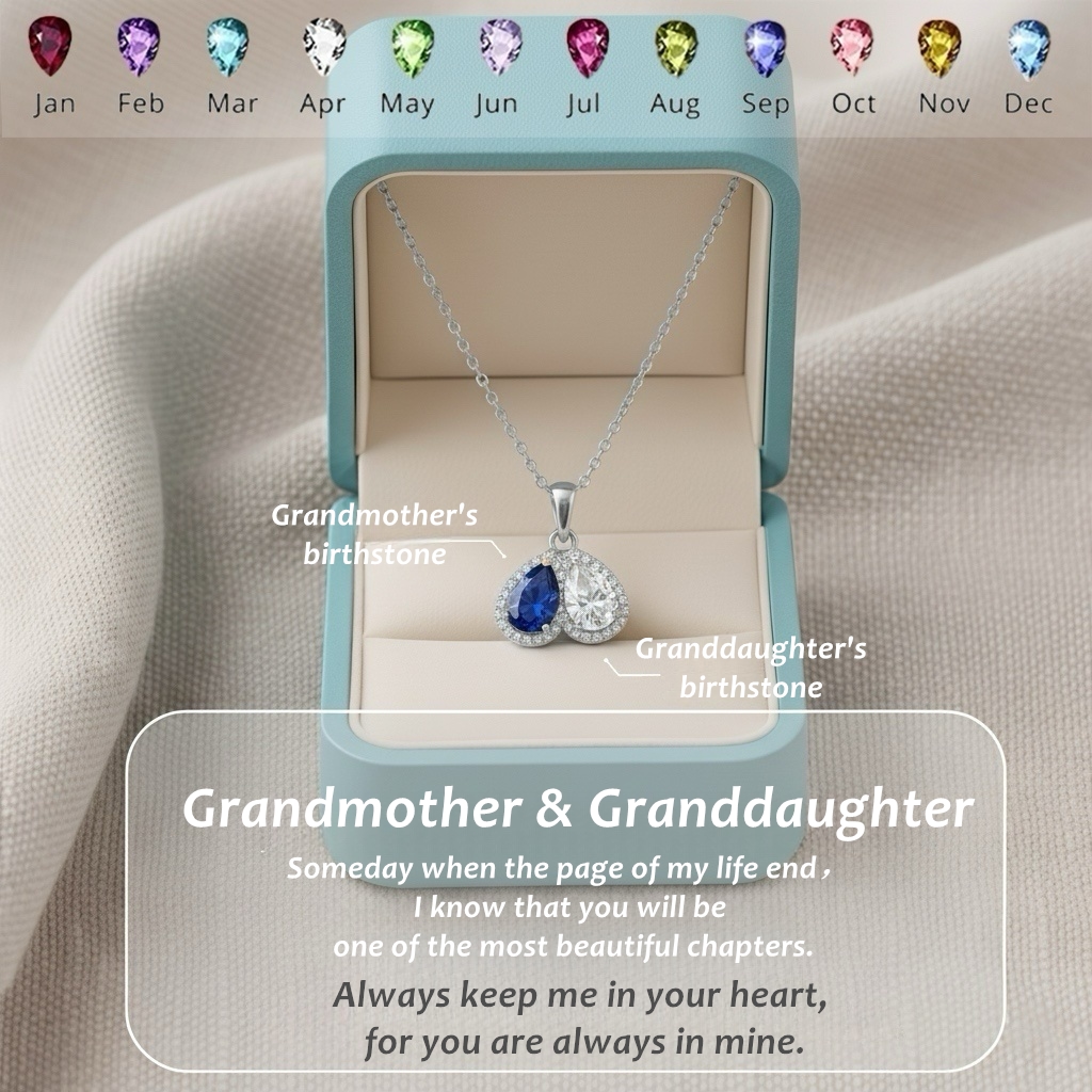 For My Granddaughter- Custom Promise Two Heart Birthstone Necklace