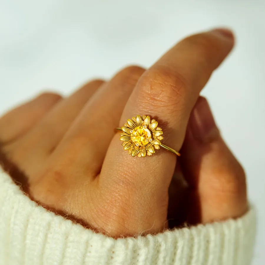 For Love- I Would Change The World For You Sunflower Ring