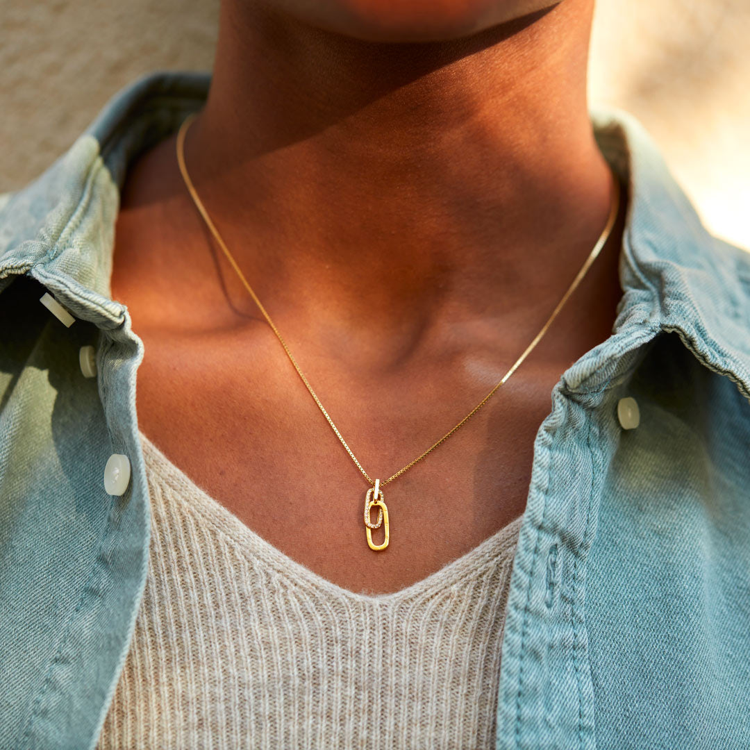 You're Never Alone Emotional Support Rectangle Interlocking Necklace