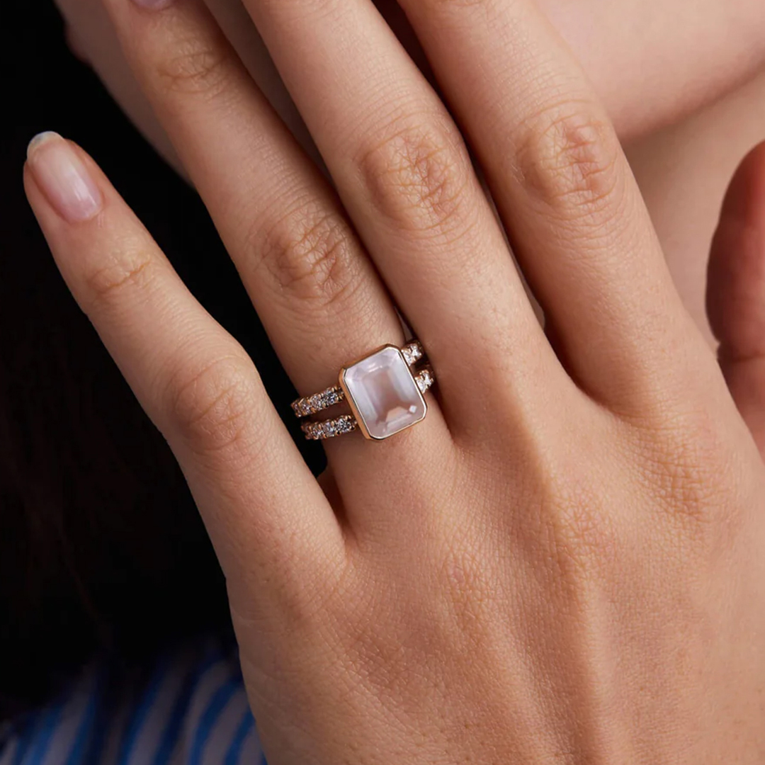 I Am Enough Rose Quartz Ring