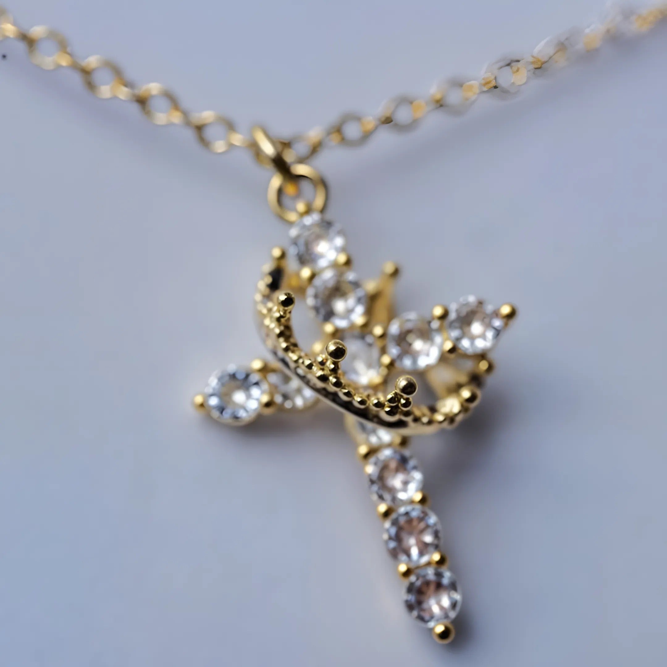 🎄Christmas Pre-sale🎁Paved Cross Rotated Crown Necklace