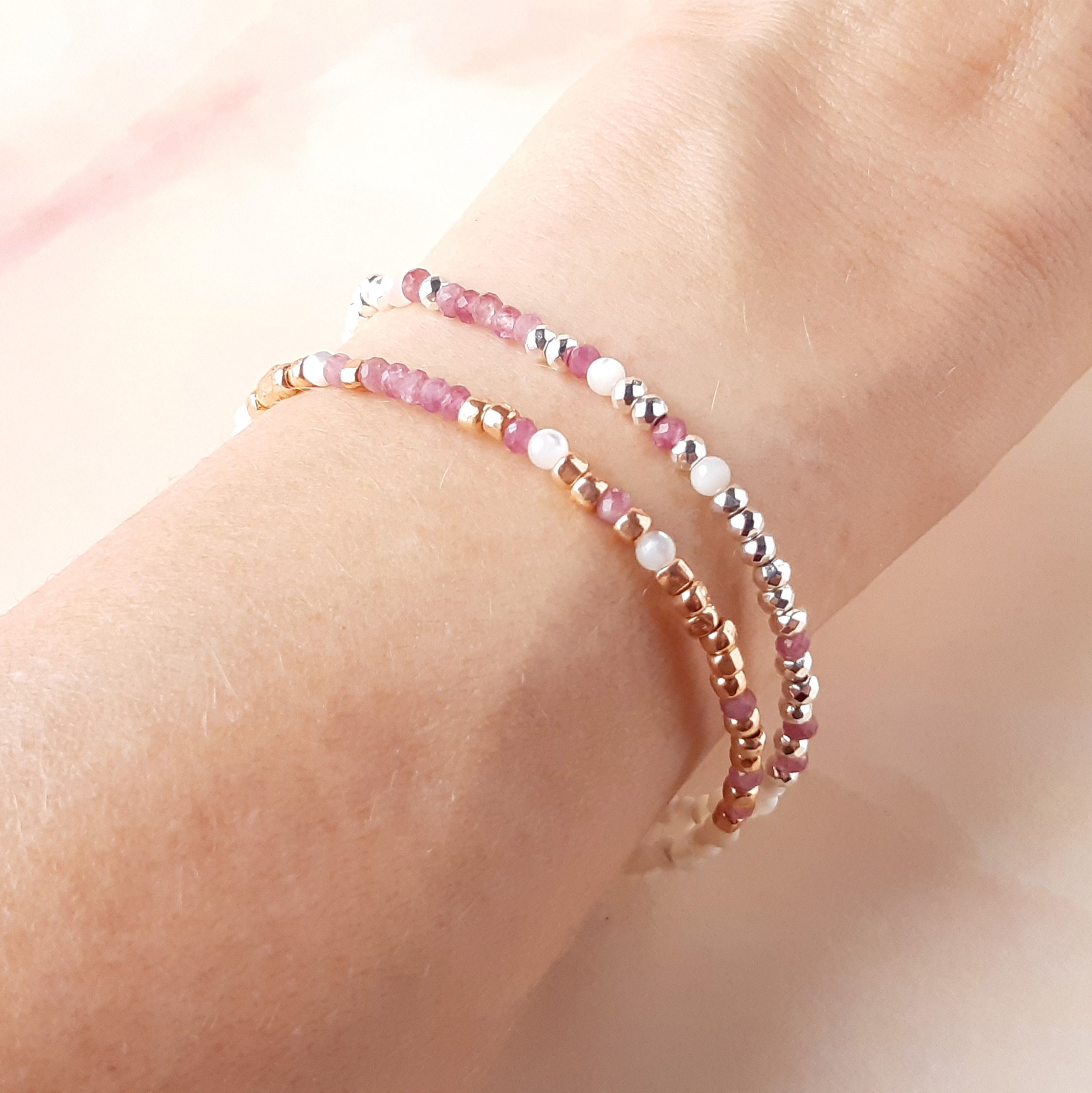 'F*ck Cancer' Pink Tourmaline Morse Code Breast Cancer Bracelet