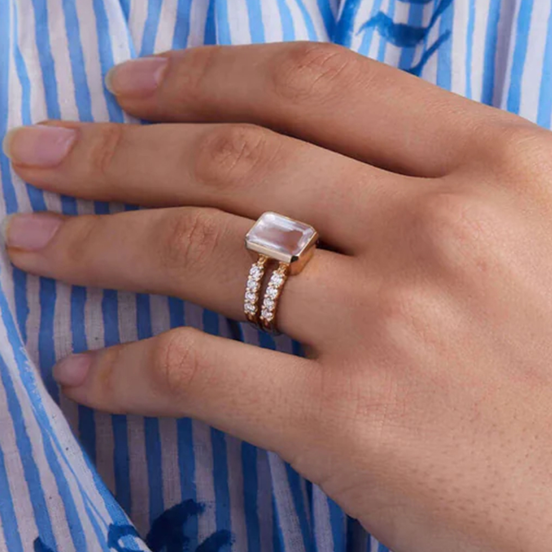 I Am Enough Rose Quartz Ring