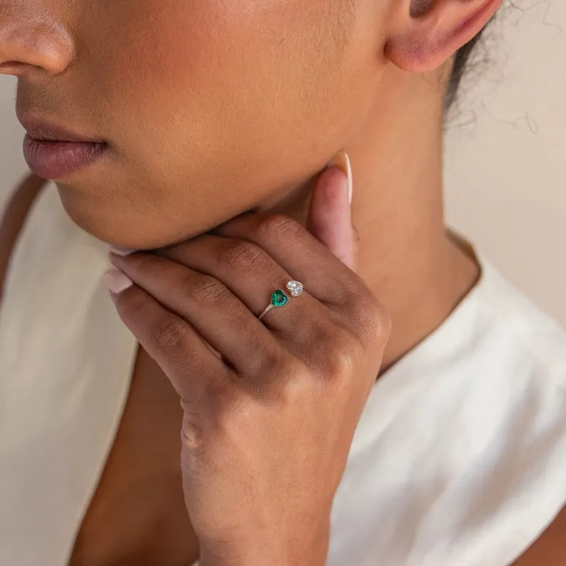 FOR FRIEND- YOU'RE MY FAVORITE BITCH DOUBLE HEARTS CUSTOM BIRTHSTONES RING