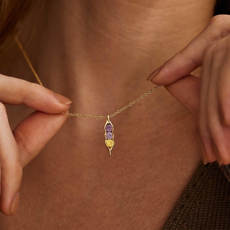 For Friend- We're Peas in a pod Birthstone Necklace
