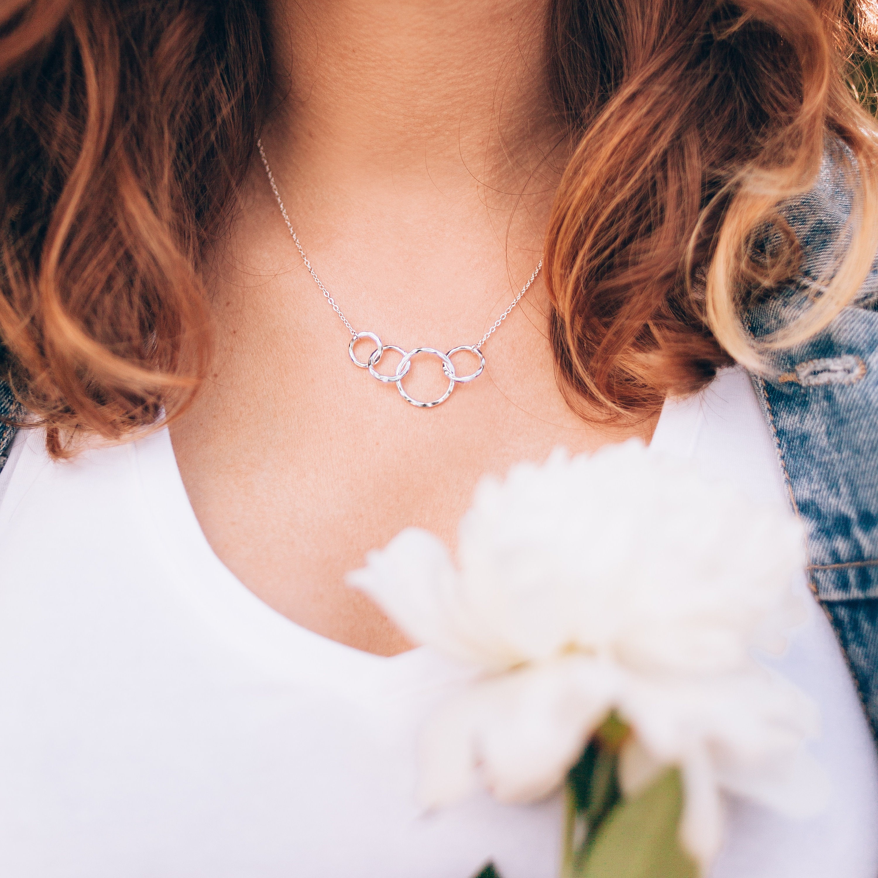 Interlocking circle necklace birthday gift for women