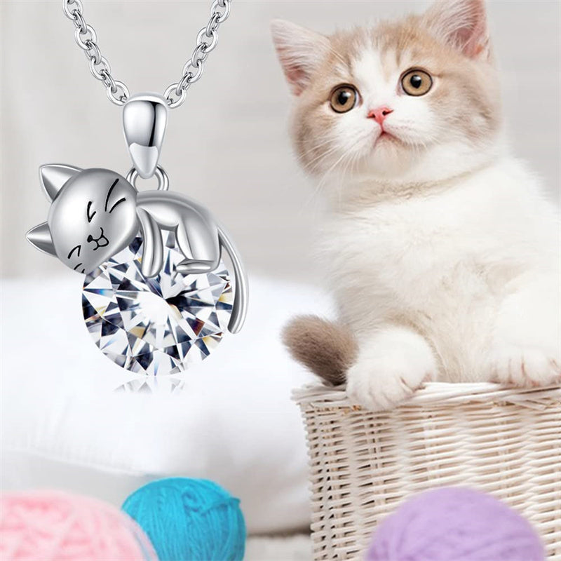 Cat Necklace With Birthstone