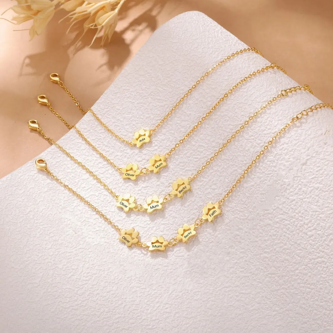 🐾 Custom Engraved Paw Print Necklace