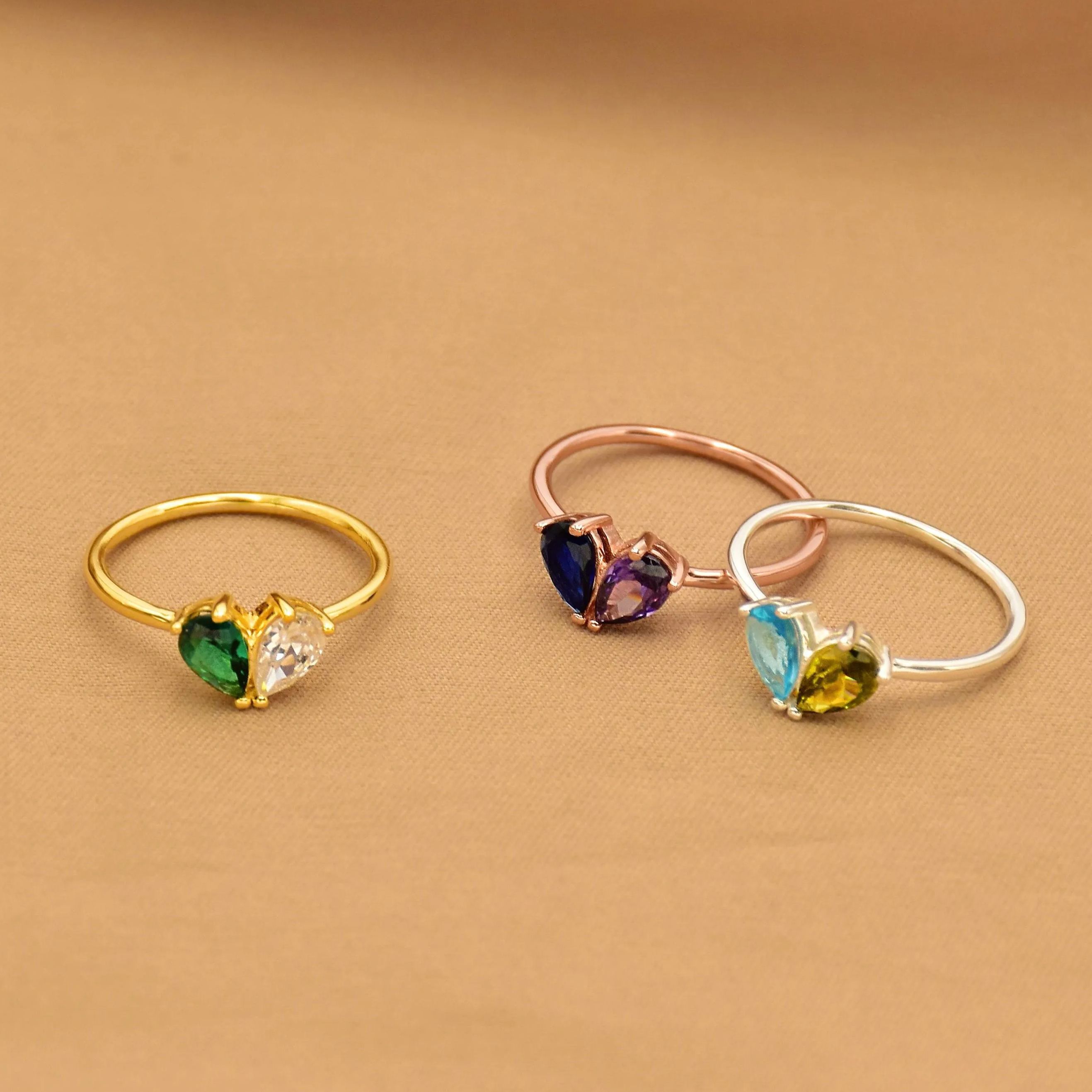 For Love - Custom Heart Birthstone Ring