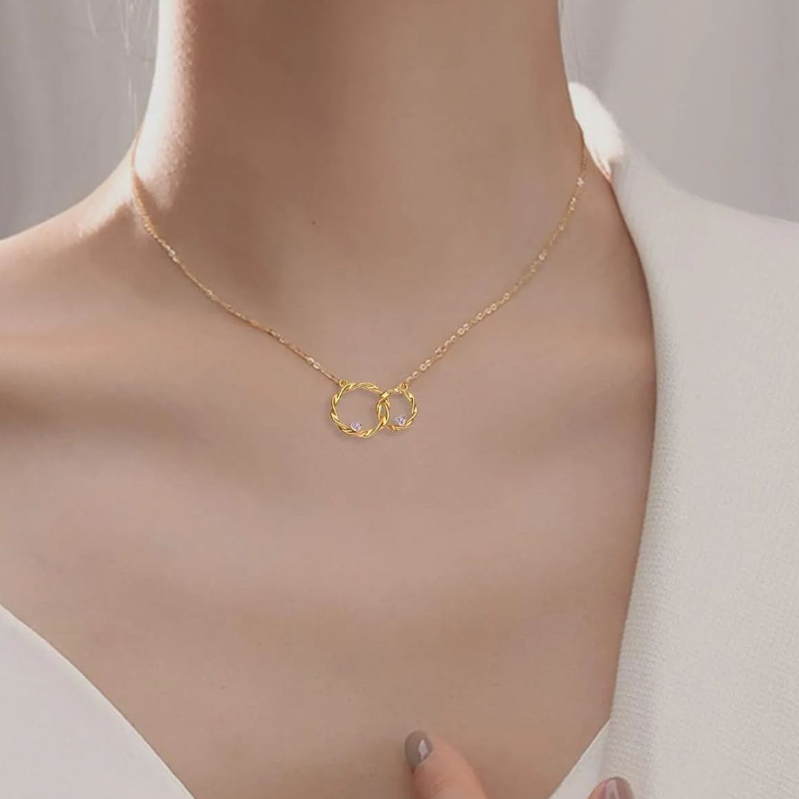 FOR UNBIOLOGICAL DAUGHTER - WE ARE FOREVER LINKED TOGETHER DOUBLE CIRCLE NECKLACE