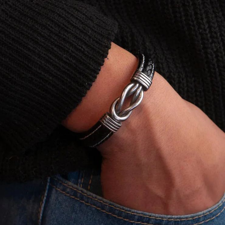 "To My Grandson" Family Bonds - Linked Forever Leather Bracelet