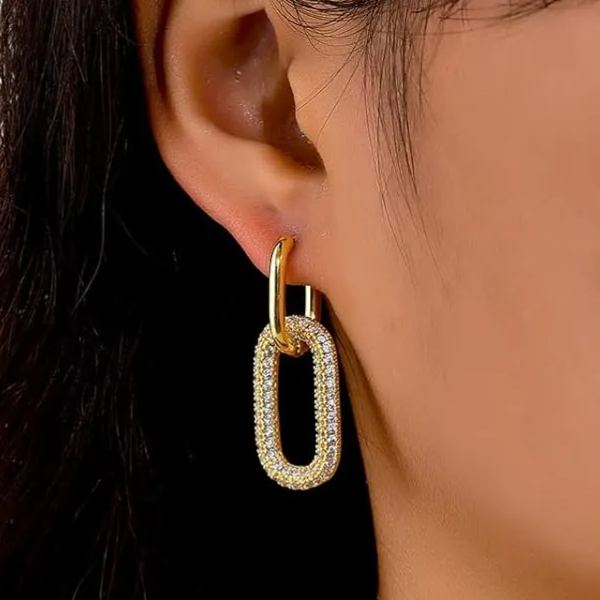 “Unbreakable” – 18K Gold Linked Drop Earrings