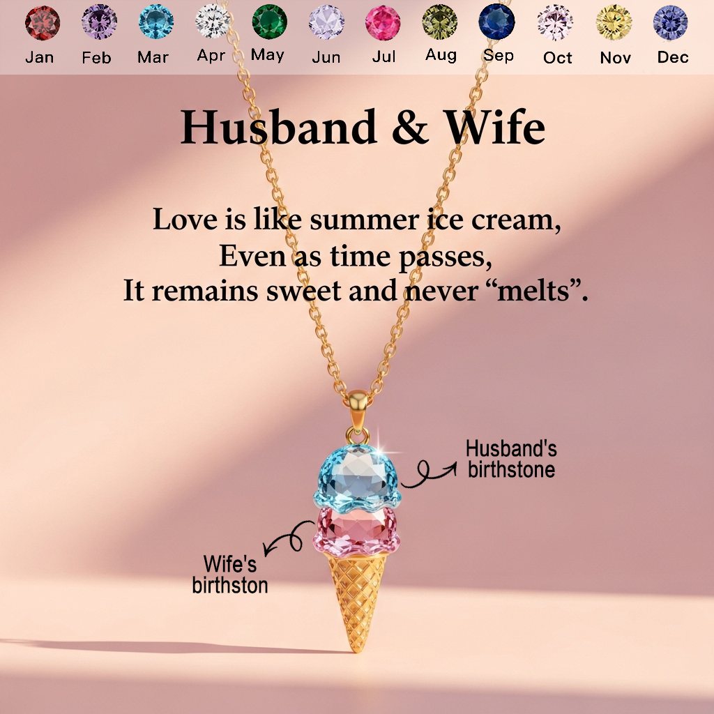 For Love- Custom Sweet Ice Cream Birthstones Necklace