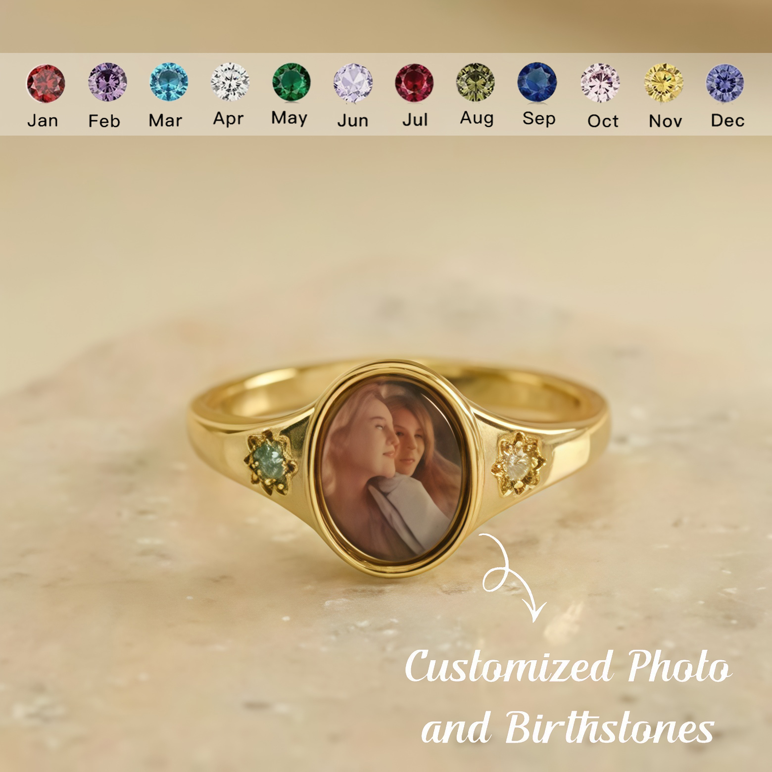 [Copy]For Love-Photo Birthstone Custom Ring