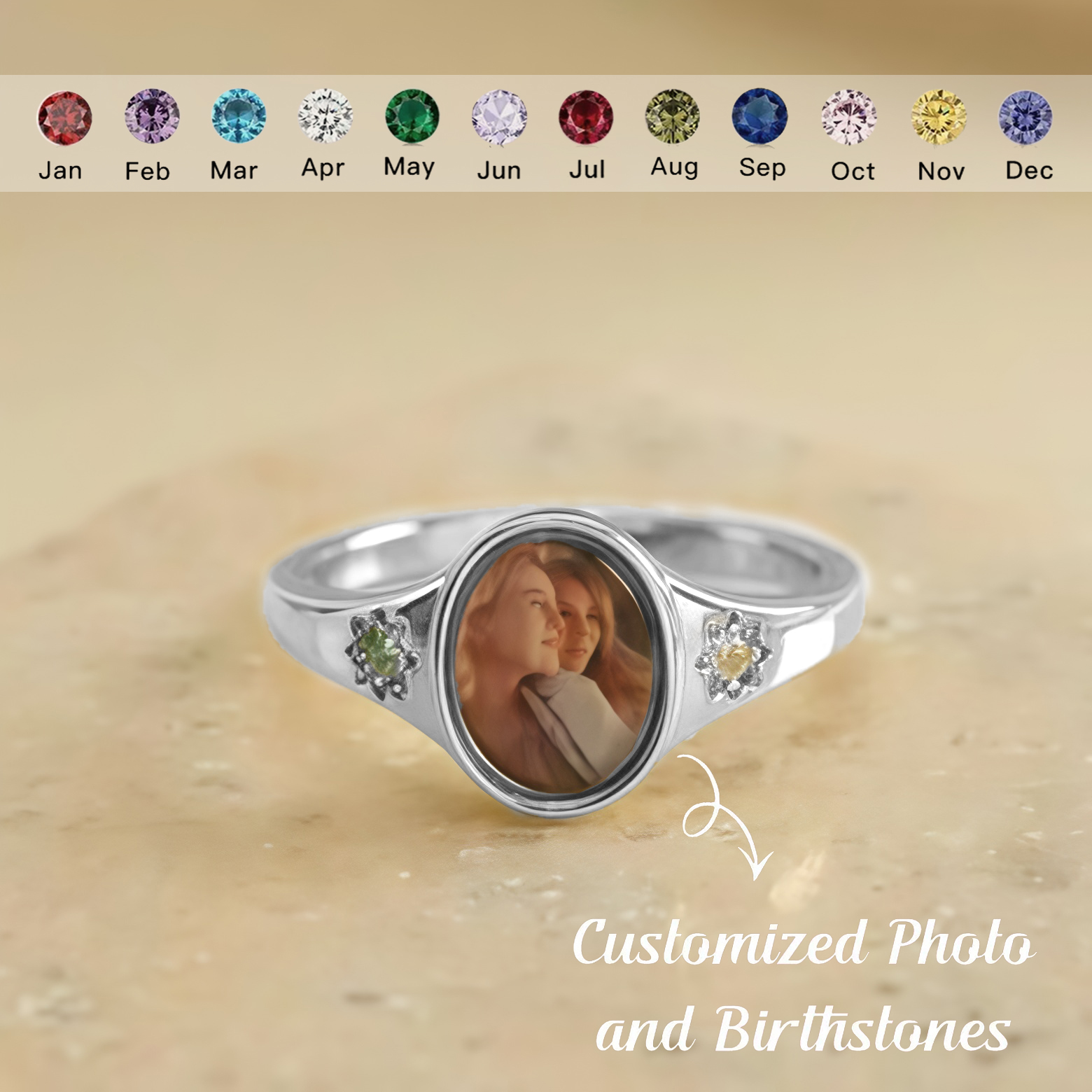 [Copy]For Love-Photo Birthstone Custom Ring