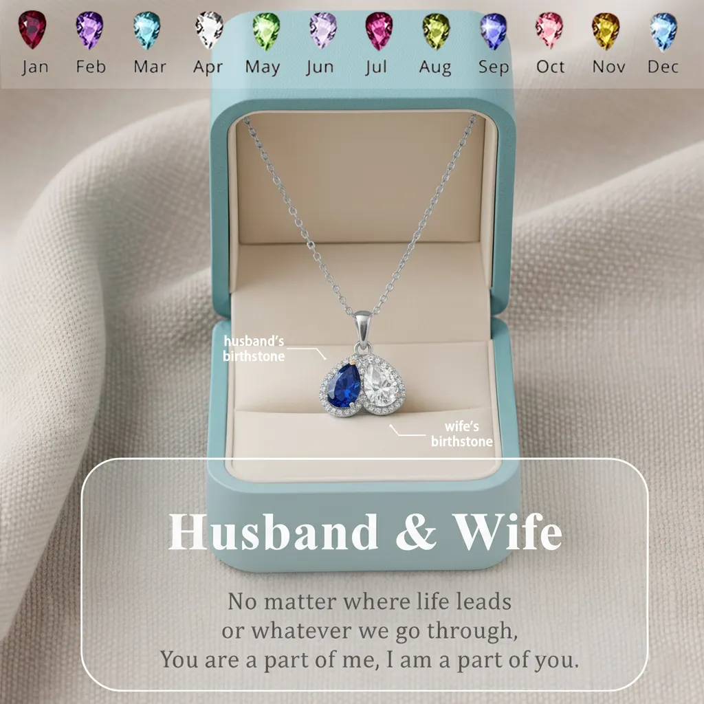 For Love- Custom Promise Two Heart Birthstone Necklace