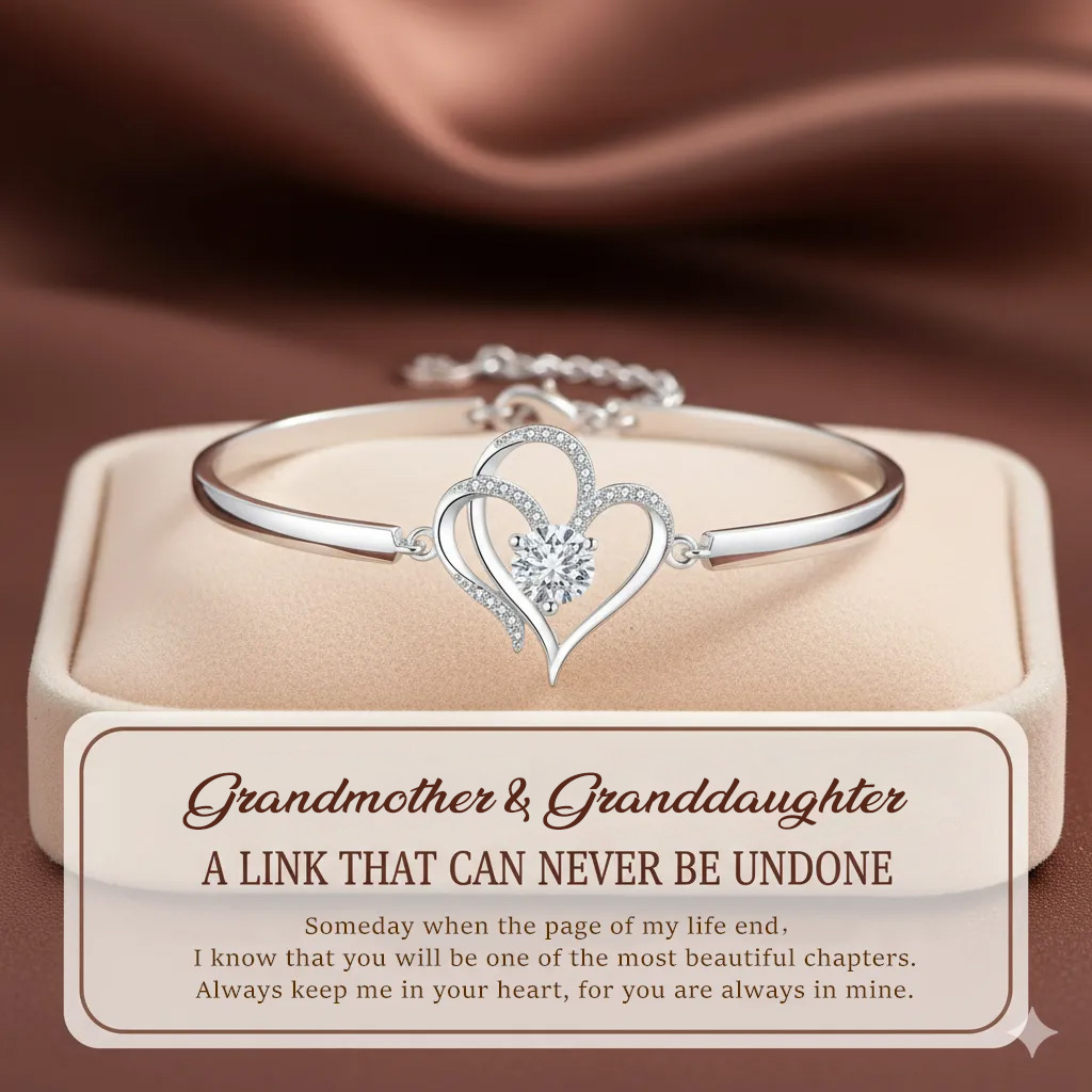 To My Granddaughter- We Are Connected By Heart Diamond Bracelet