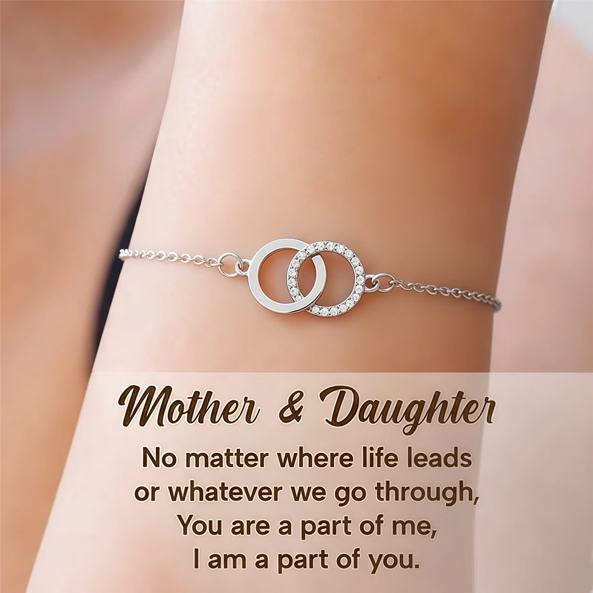 Mother & Daughter Linked Together Interlocking Circle Bracelet