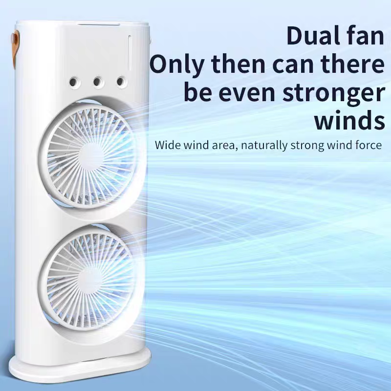 3-in-1 Remote Control 360° Dual Fan + Humidifier + Ambience Light