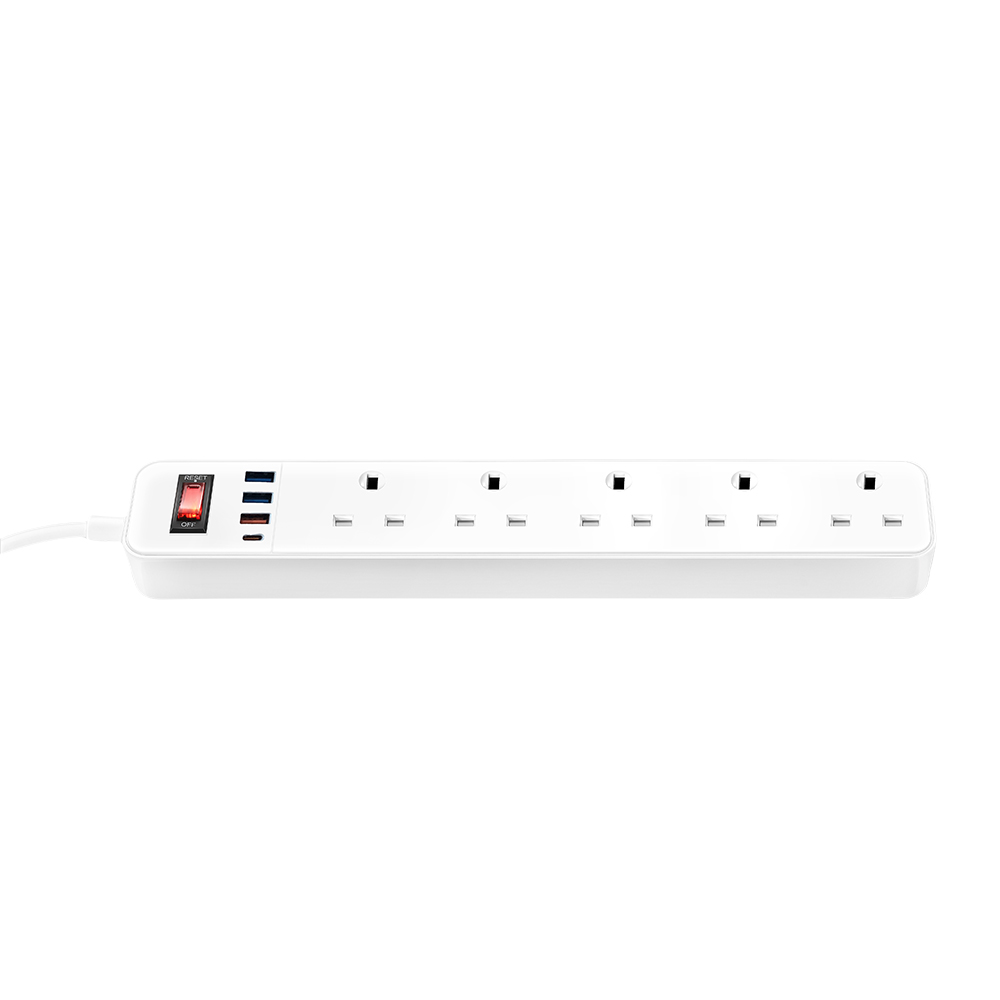9-in-1 Heavy-Duty Power Extension Hub with 5 Sockets + 3USB Ports + 1 Type-C Port