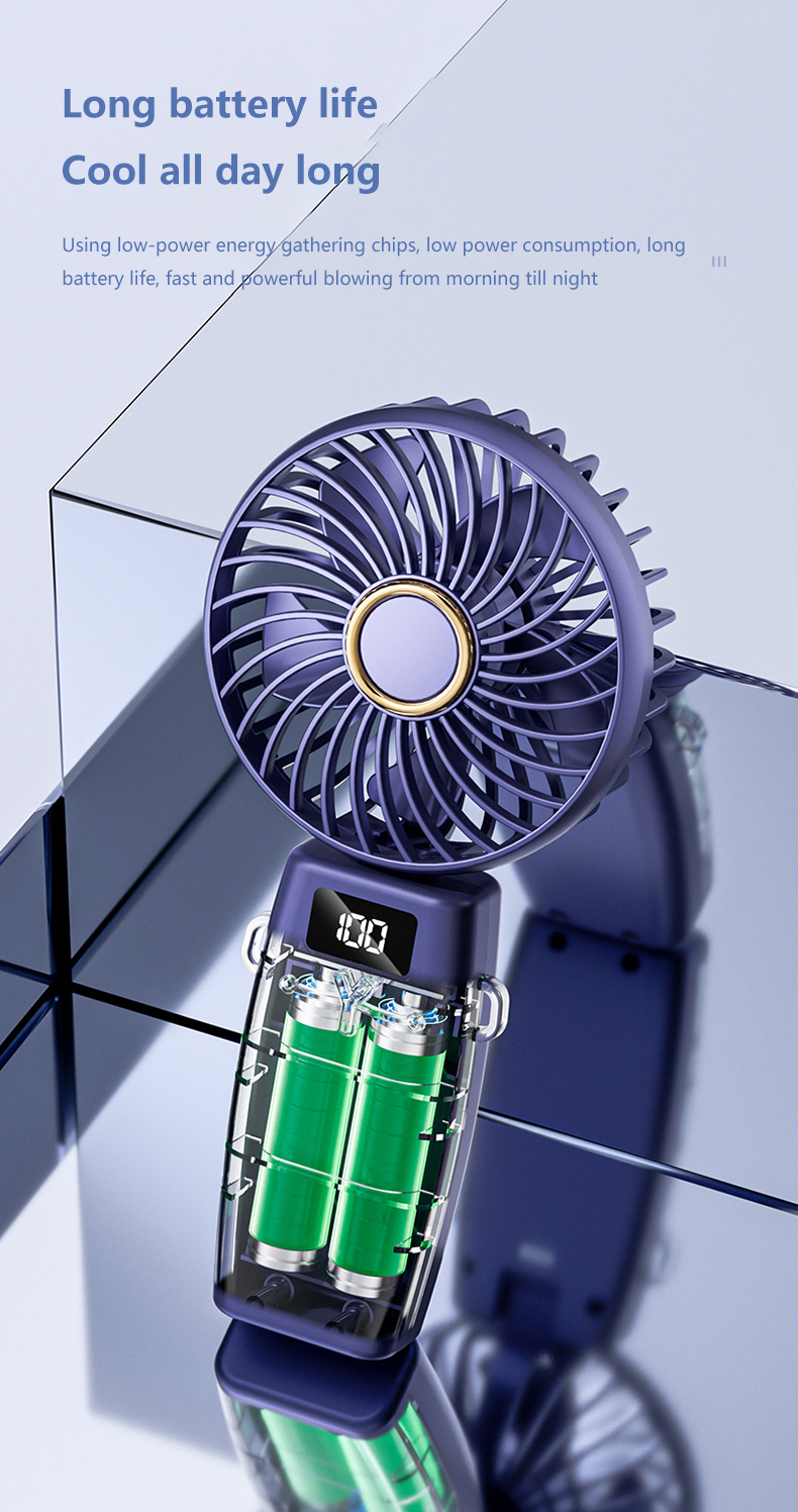 Portable Handheld Fan with phone stand & LED Display