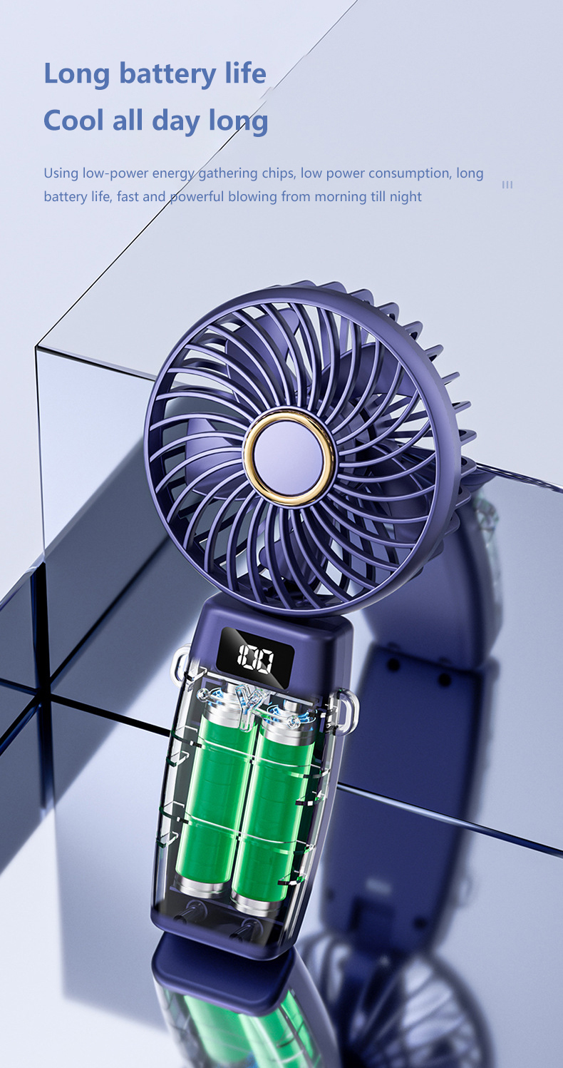 Portable Handheld Fan with phone stand & LED Display