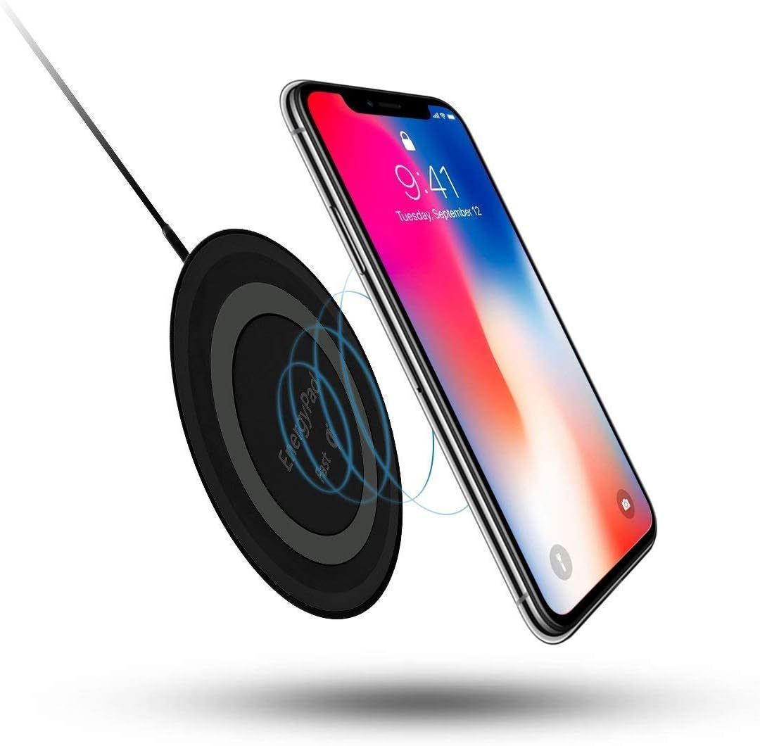 EnergyPad Wireless Phone Charger Qi-Certified Ultra Slim, Portable Wireless Charging Pad for iPhone Xs Max/XS/XR/X/8/8 Plus,Samsung Galaxy Note9/S9/S9 Plus/S8/S8 Plus/ Note8/S7 Motorola LG - Black 