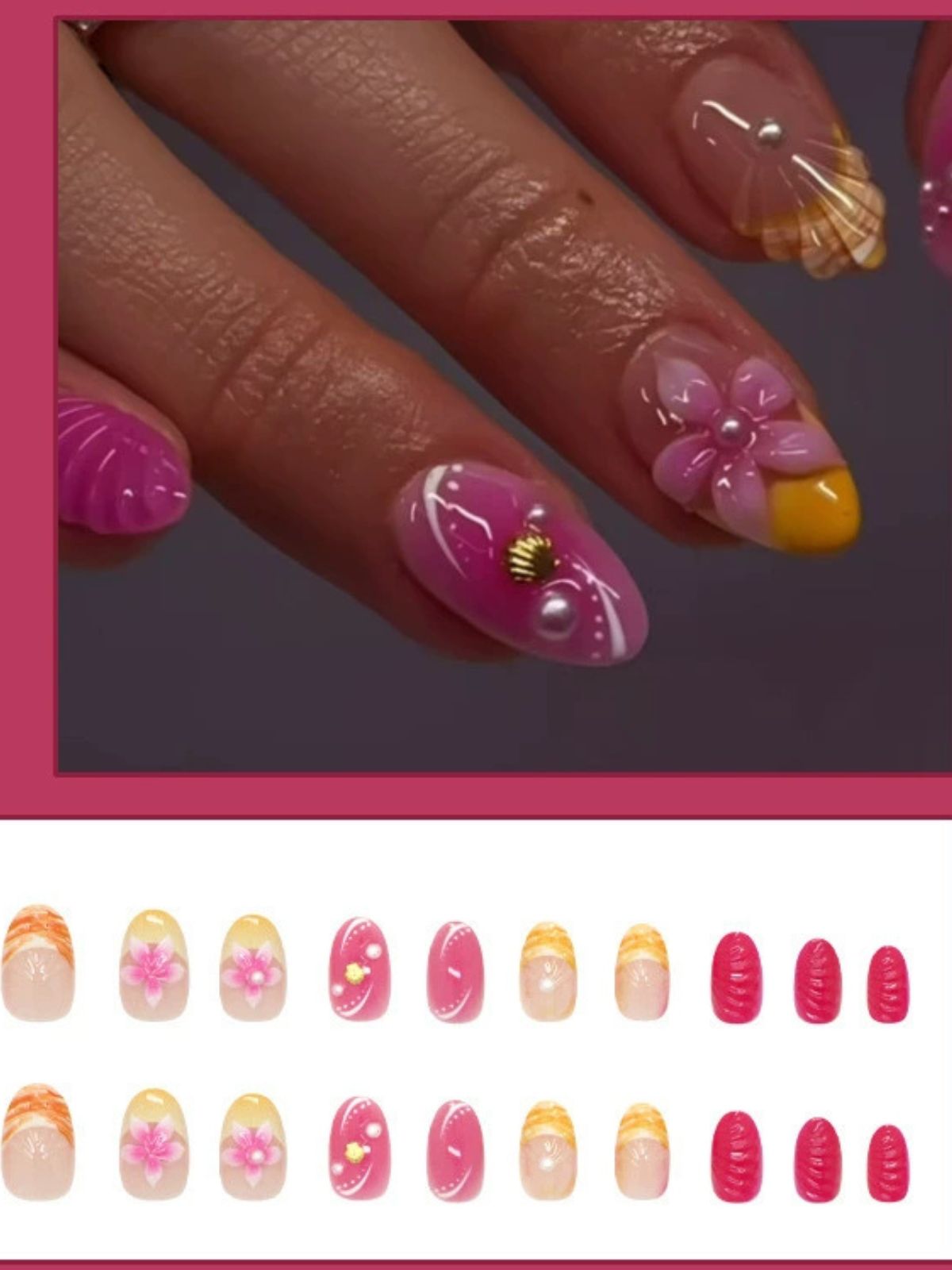 Sunset Shells Pink Nails