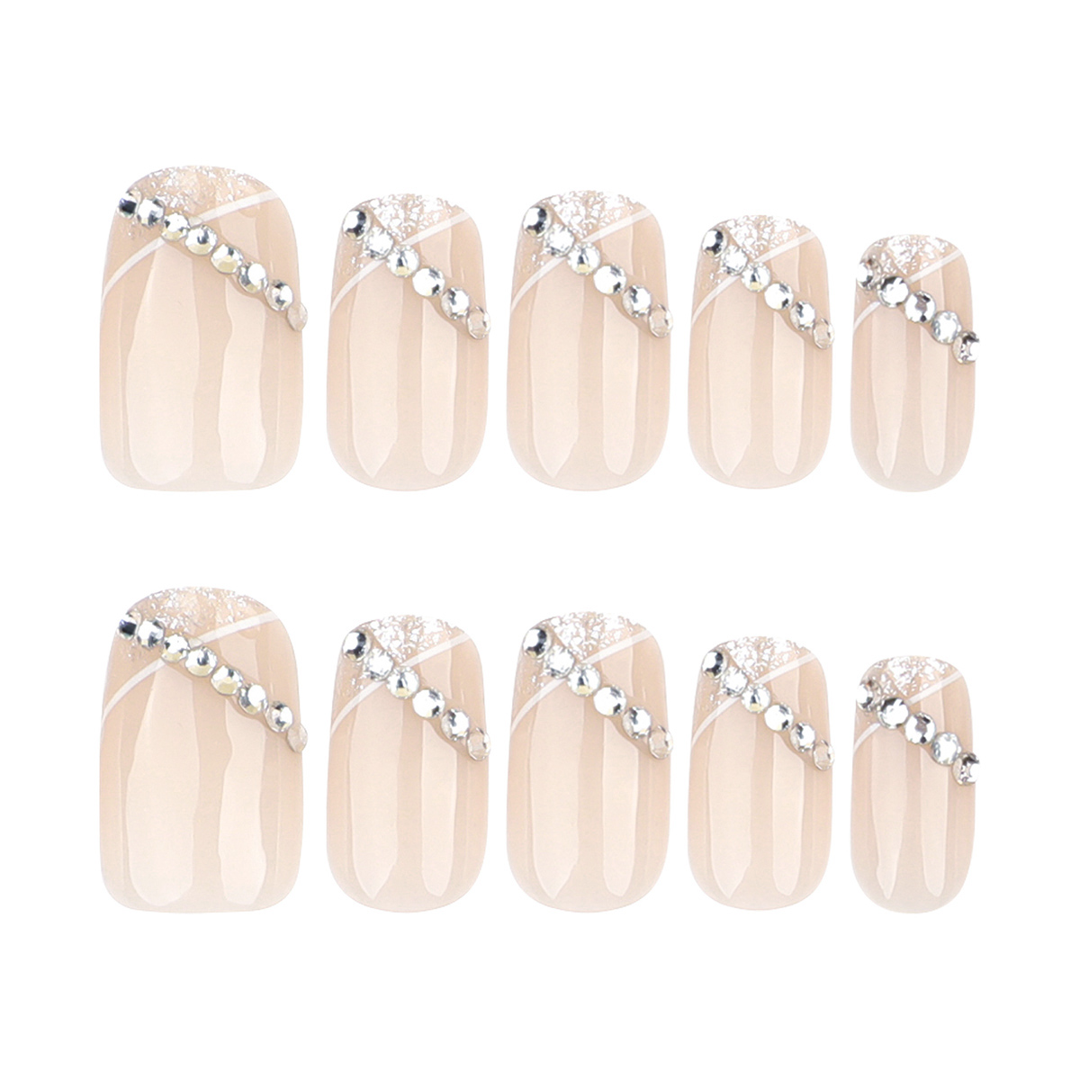 Diamond Nude Beige Nails
