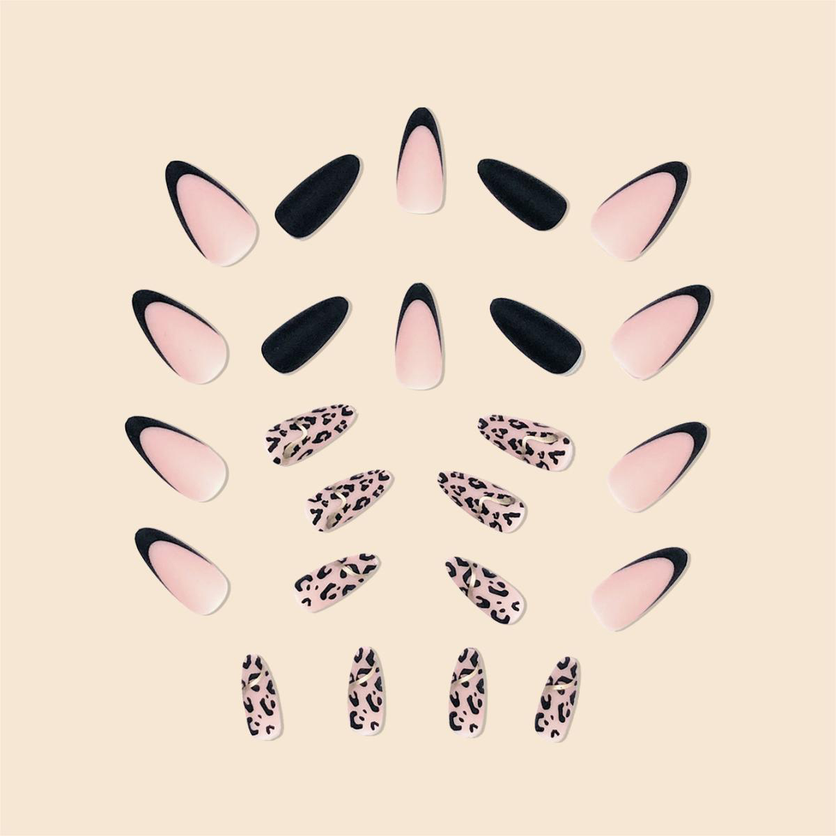 Gilded Leopard Black Nails