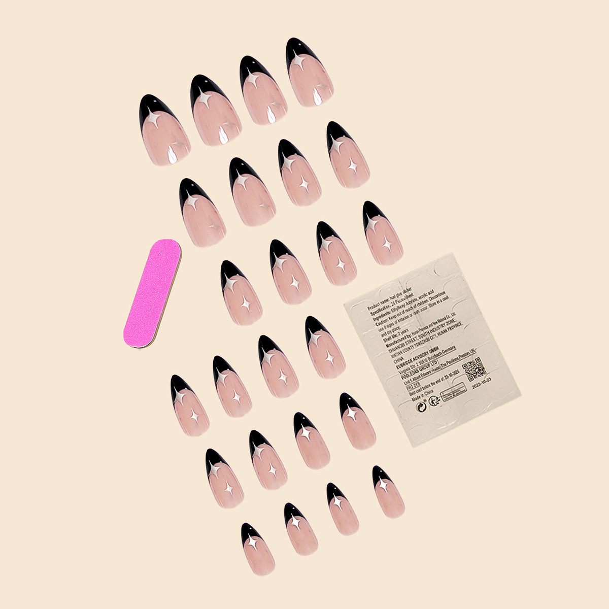 Silver Cosmos Black Nails