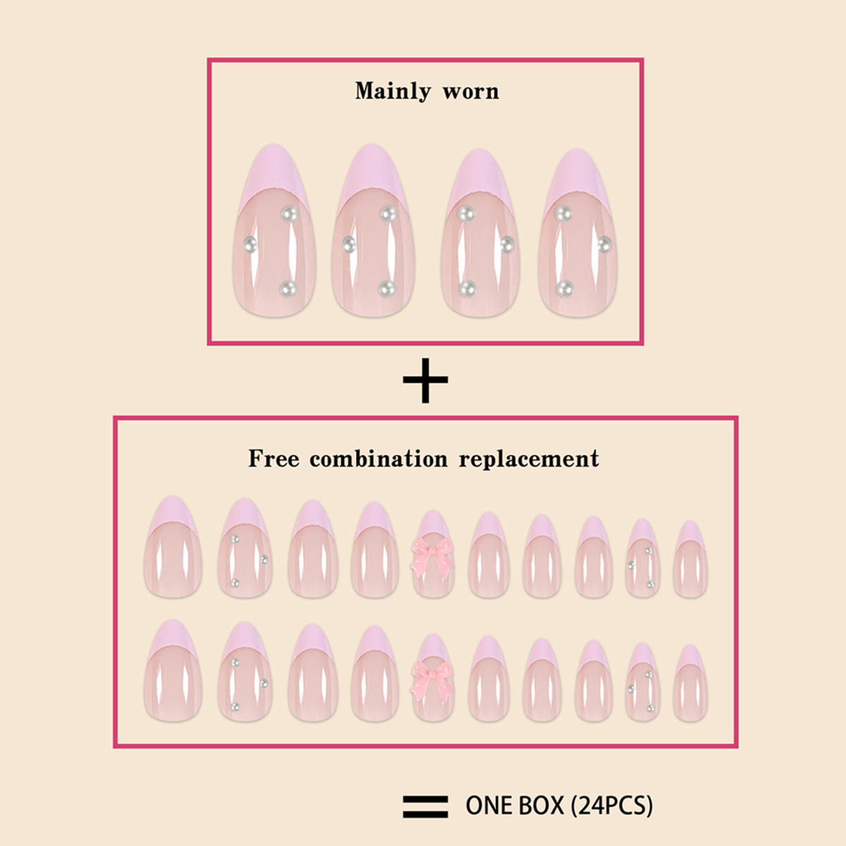 Pearl Bow Pink Nails