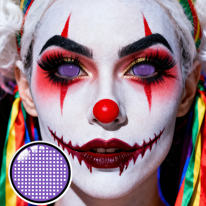 Pixel Grid Purple Sclera 17mm Costume 6 Month Contact Lenses | 2 Pcs