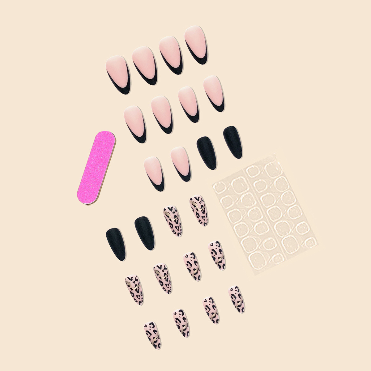 Gilded Leopard Black Nails