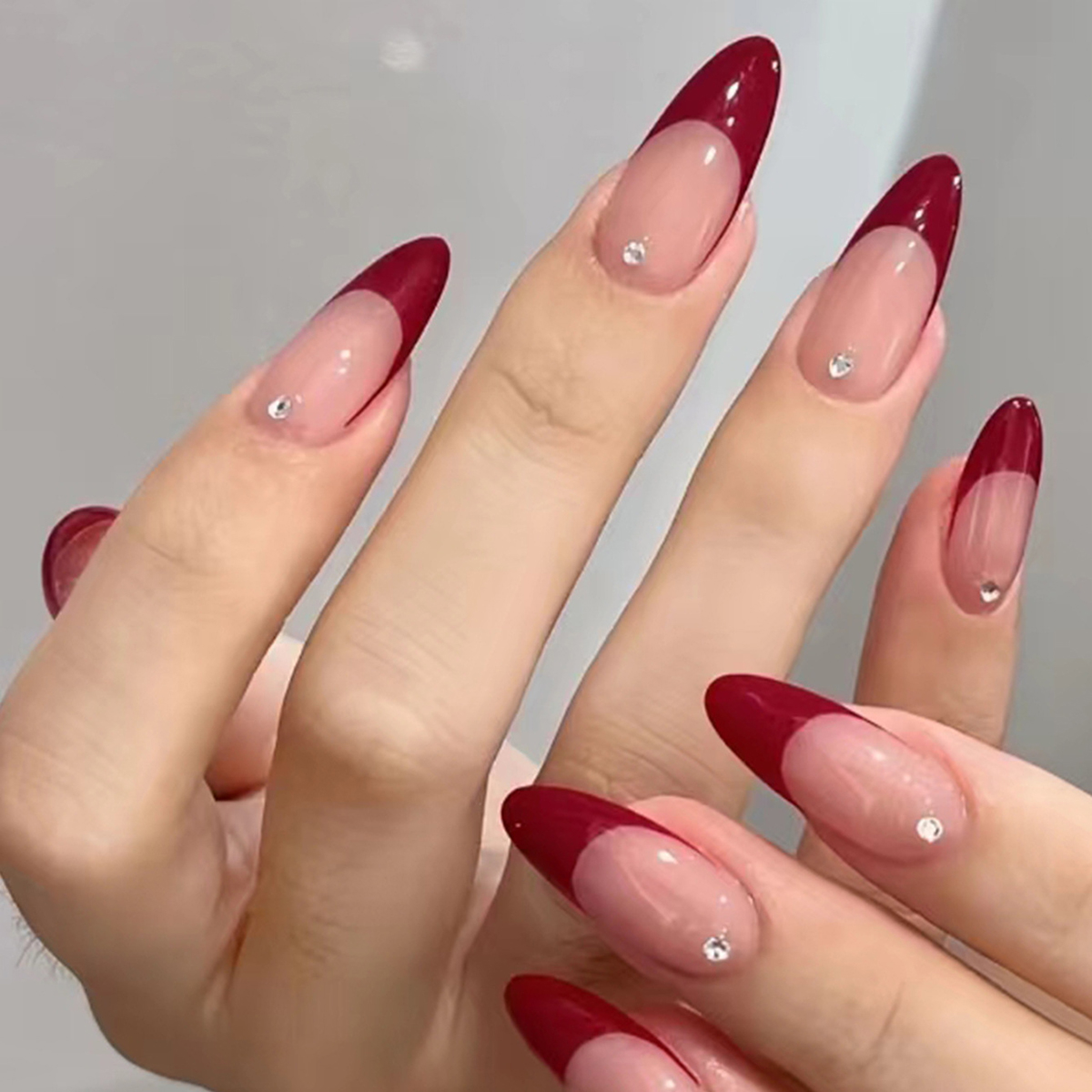 Cardinal Crystals Red Nails
