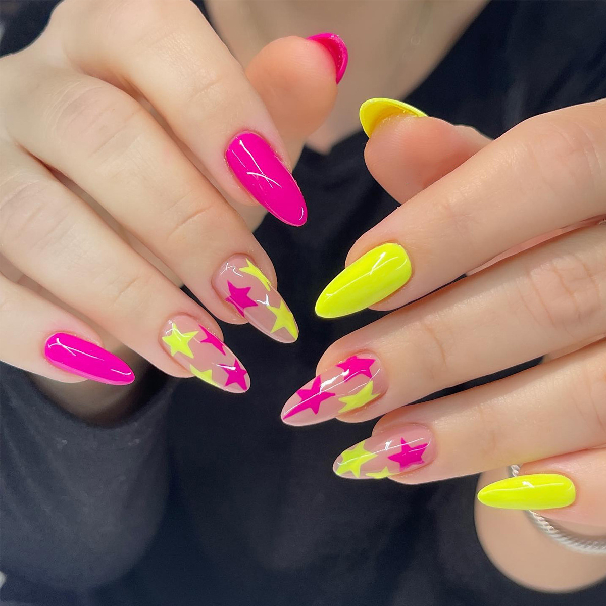 Stellar Neon Multicolor Nails