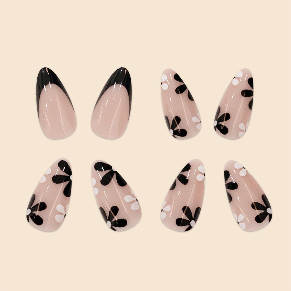 Ebony Flora Black Nails