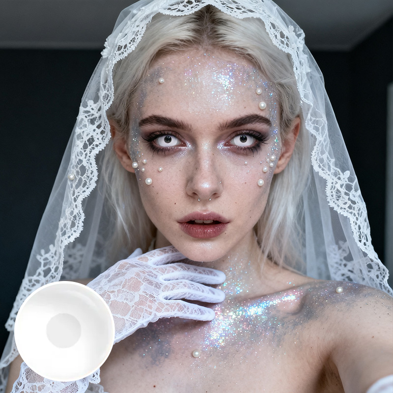 Solid White Sclera 17mm Costume Yearly Contact Lenses