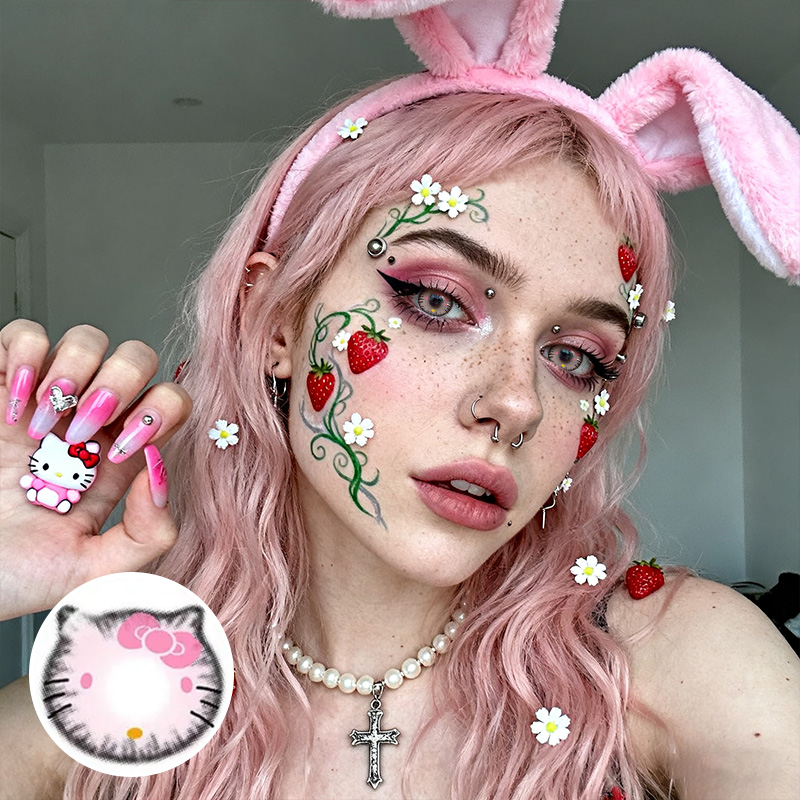 Kitty Pink Costume Yearly Contact Lenses