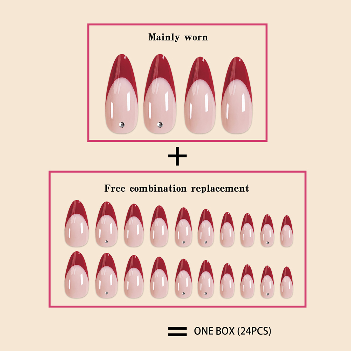 Cardinal Crystals Red Nails