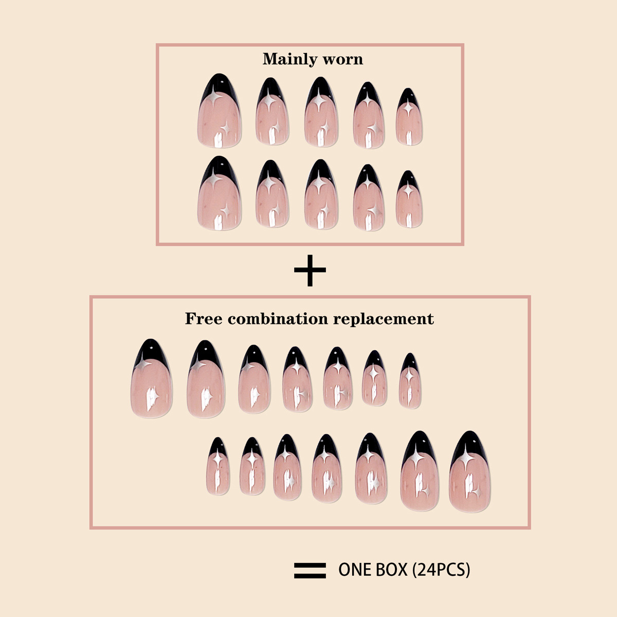 Silver Cosmos Black Nails