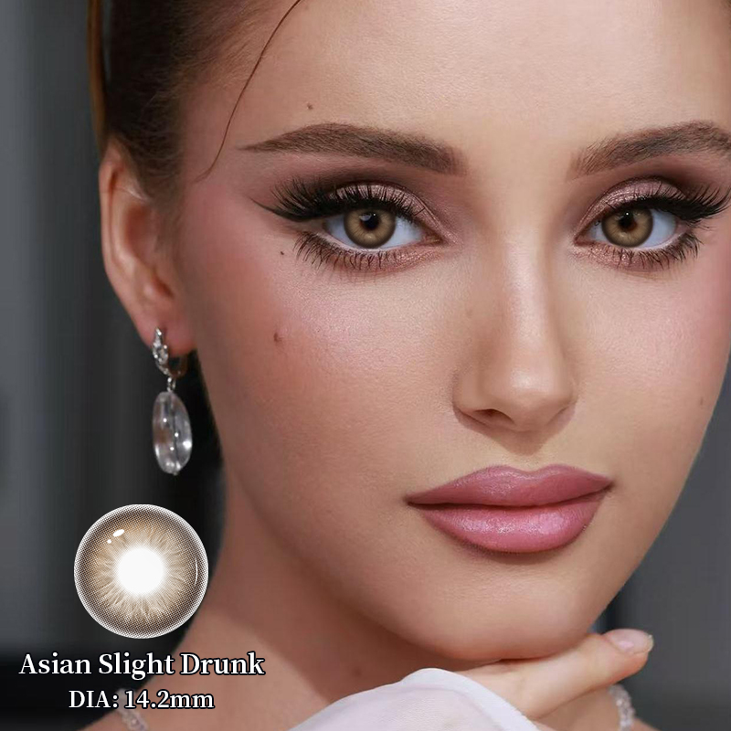 Asian Slight Drunk Brown Prescription Yearly Contact Lenses