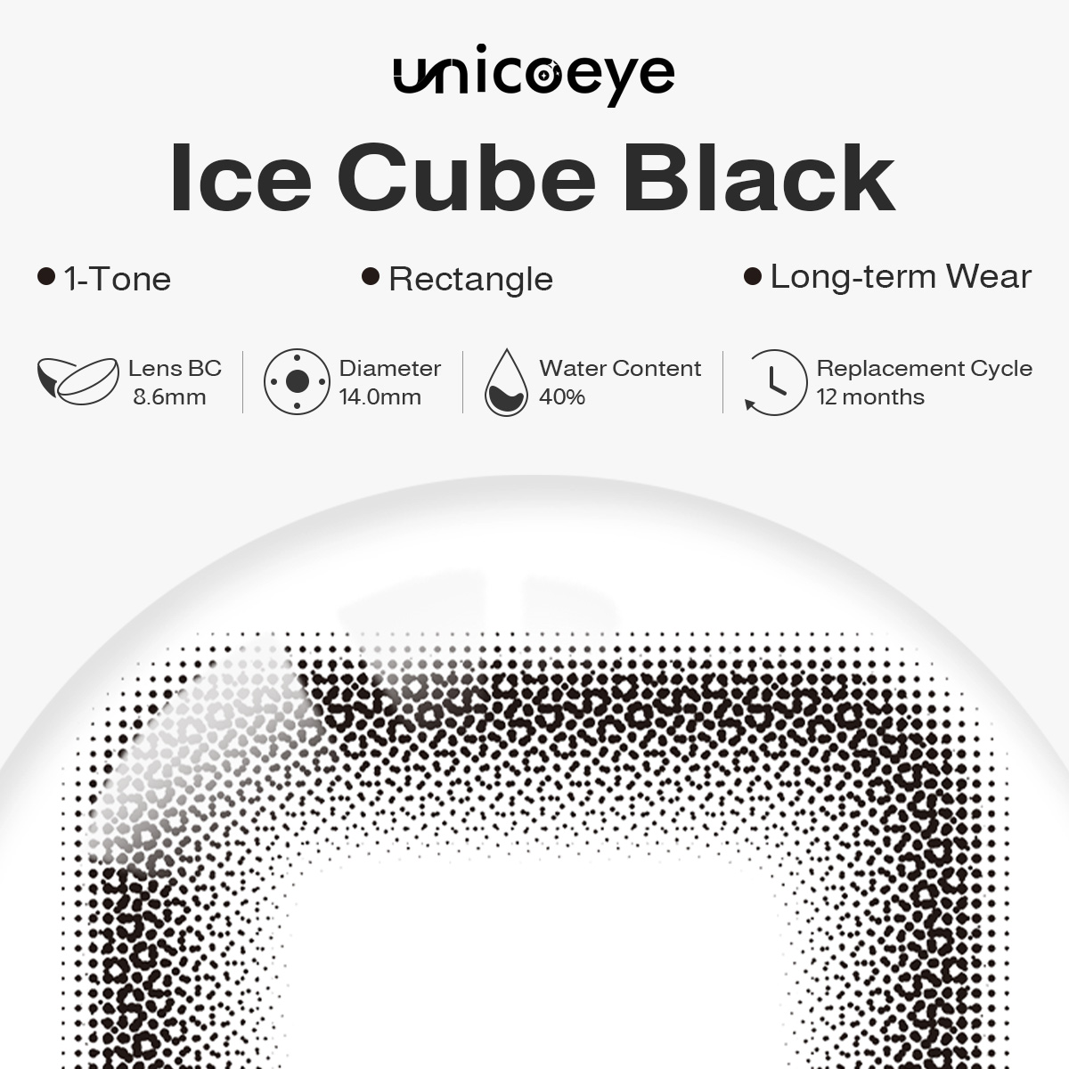 Ice Cube Black Yearly Contact Lenses