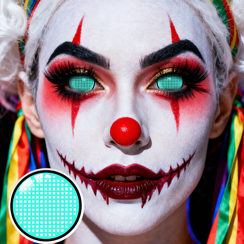 Pixel Grid Cyan Sclera 17mm Costume 6 Month Contact Lenses | 2 Pcs
