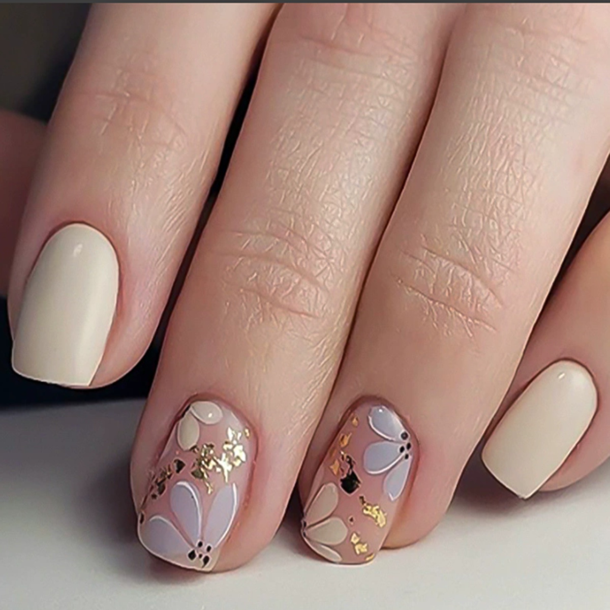 Dainty Violet White Nails