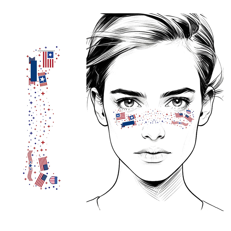 Star-Spangled Flash Face Tattoos