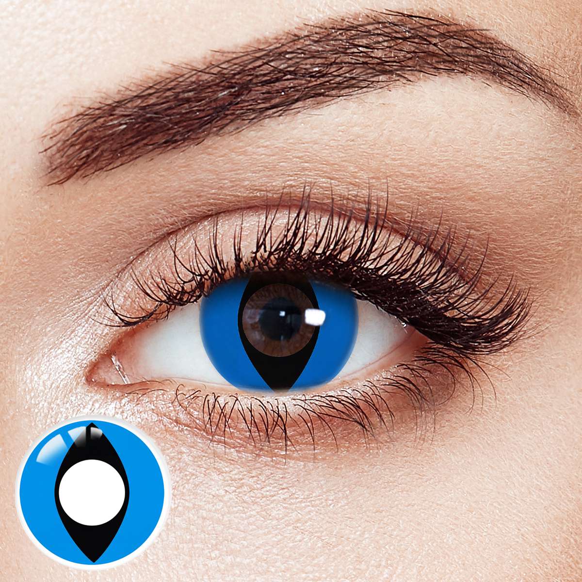 Cat Eye Blue Costume Yearly Contact Lenses | 2 Pcs