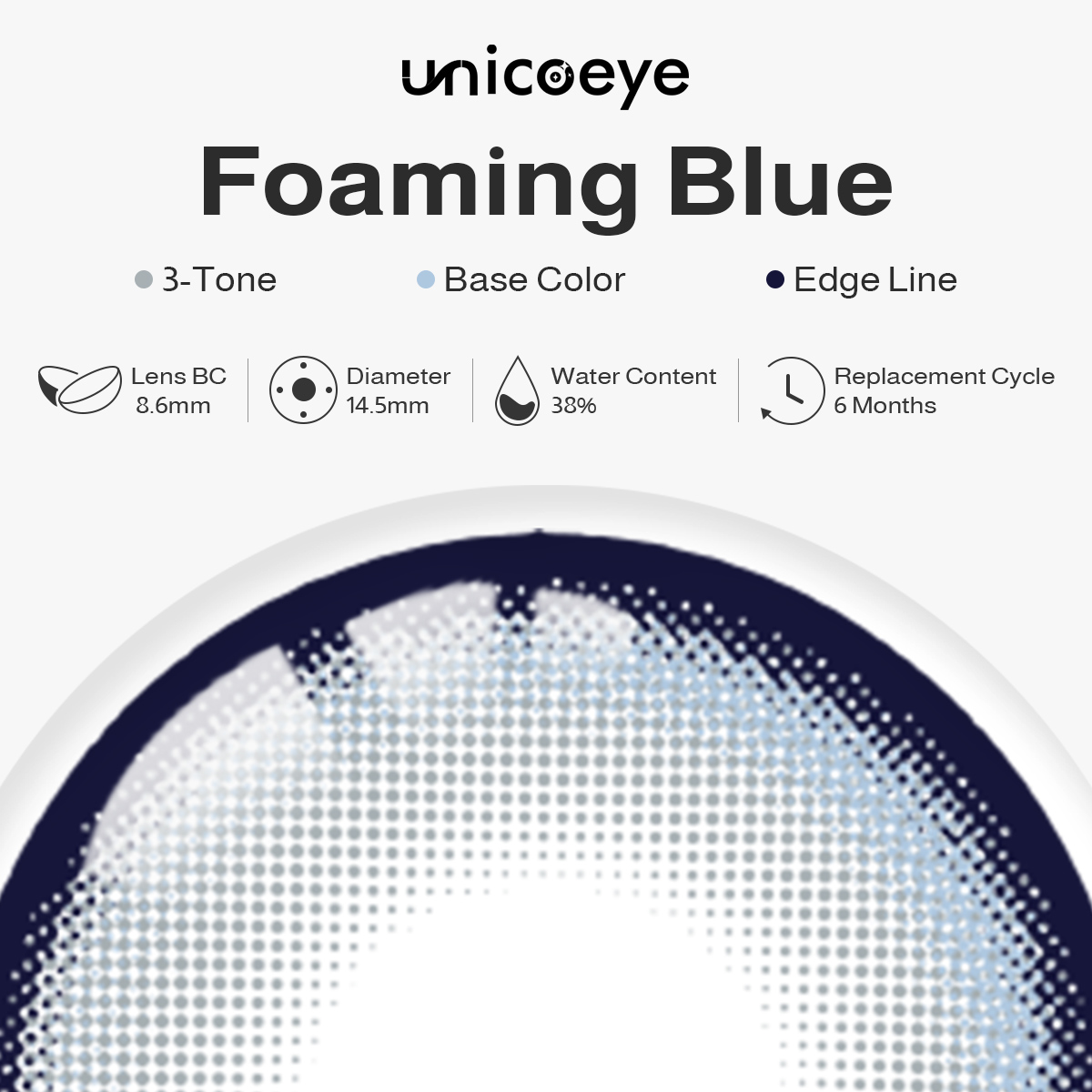Foaming Blue Prescription 6 Months Contact Lenses